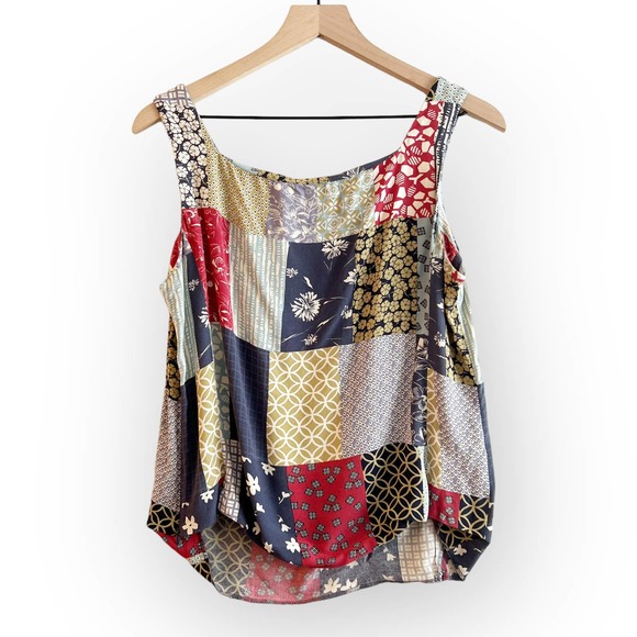 Vintage Tops - Vintage Jones Wear Cottagecore Patchwork 90s Tank